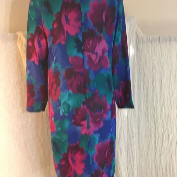 Anne Crimmins VTG Silk Floral Dress Size 4 - Picture 3 of 8